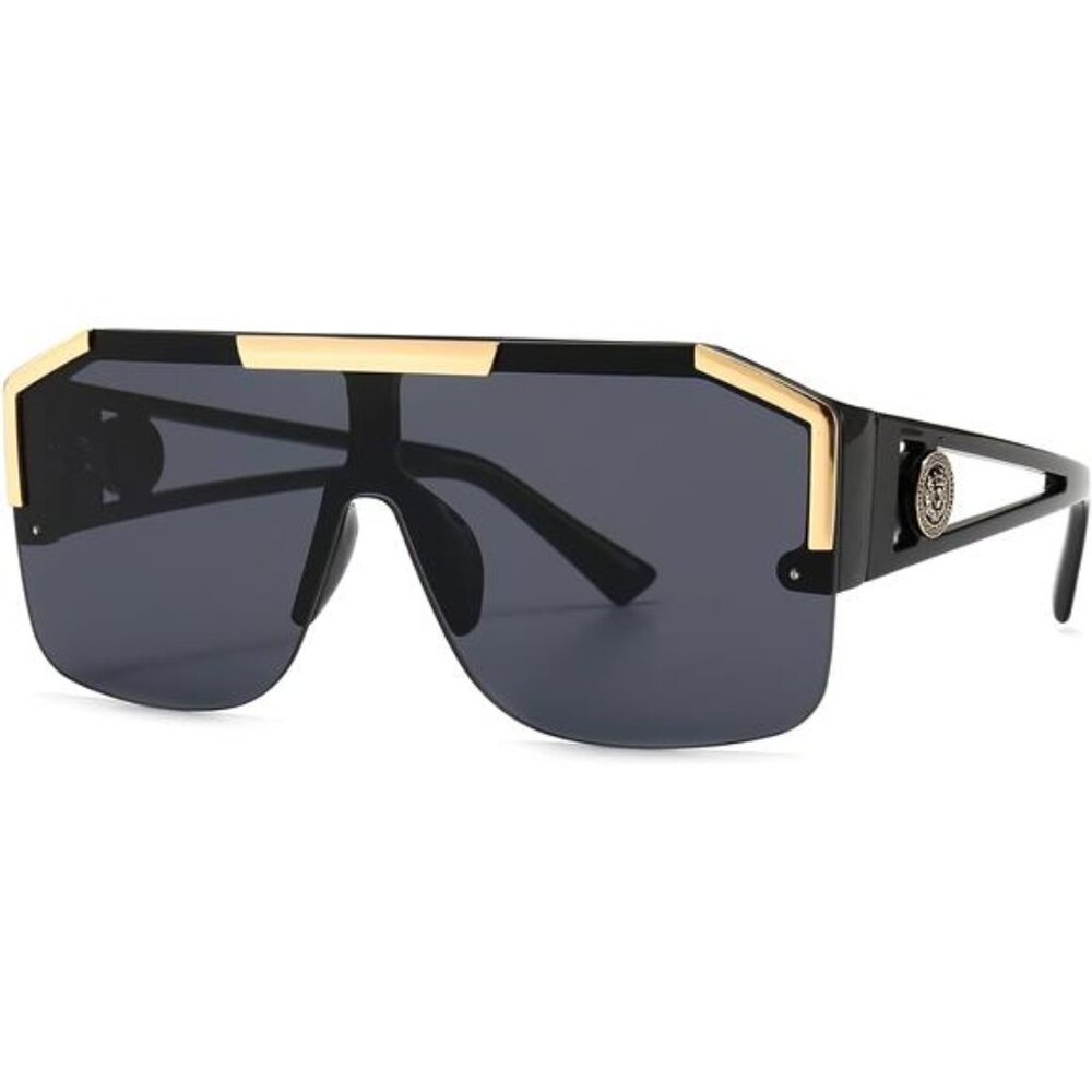 Square Oversized Sunglasses Flat Top Shield Sun Glasses for Men Women One Lens